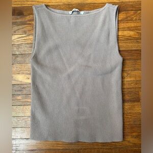Abercrombie Ribbed Sleeveless Tank Top - Taupe
